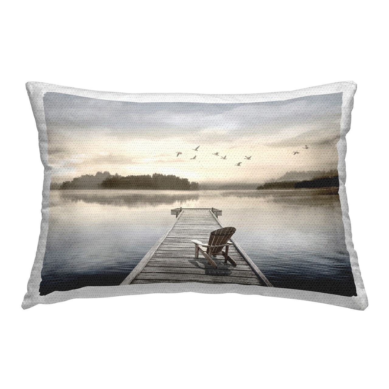 Waterfront Dock View Design by Amber Sterling Outdoor Printed Pillow